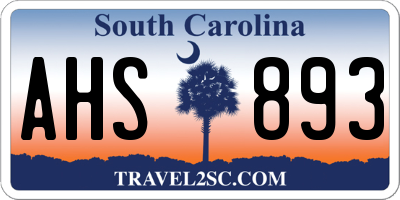SC license plate AHS893
