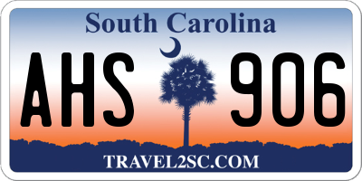 SC license plate AHS906