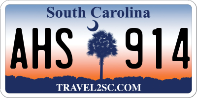 SC license plate AHS914
