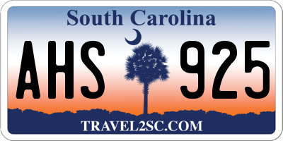 SC license plate AHS925