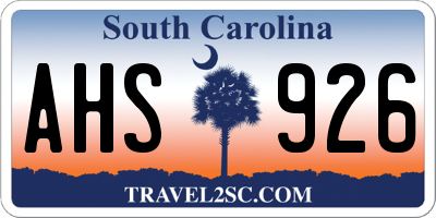 SC license plate AHS926