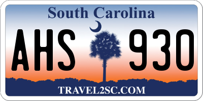 SC license plate AHS930
