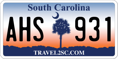 SC license plate AHS931