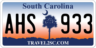 SC license plate AHS933