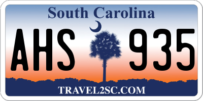 SC license plate AHS935