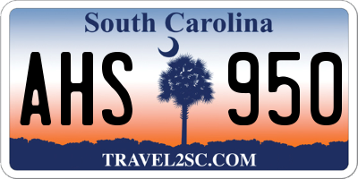 SC license plate AHS950