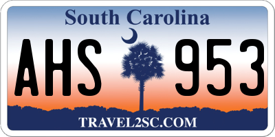 SC license plate AHS953