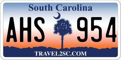 SC license plate AHS954