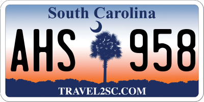 SC license plate AHS958