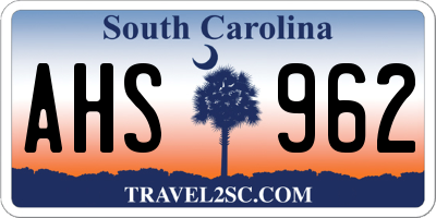 SC license plate AHS962