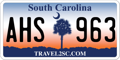 SC license plate AHS963