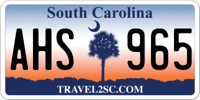 SC license plate AHS965