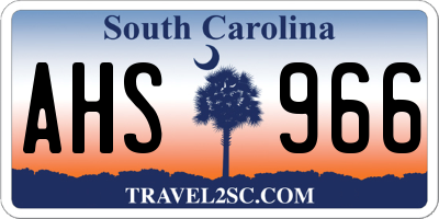SC license plate AHS966