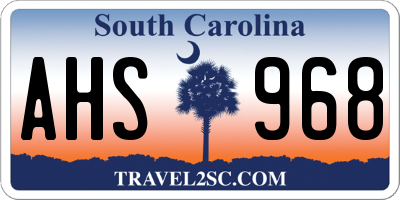 SC license plate AHS968