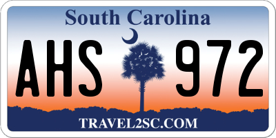SC license plate AHS972