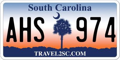 SC license plate AHS974