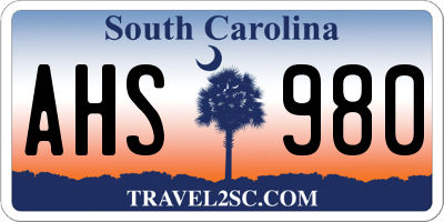 SC license plate AHS980