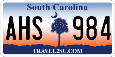 SC license plate AHS984