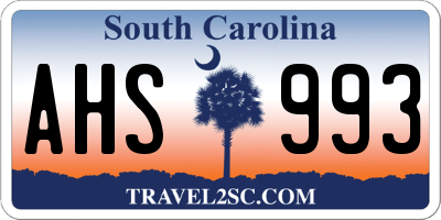 SC license plate AHS993