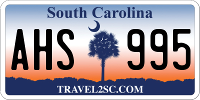 SC license plate AHS995