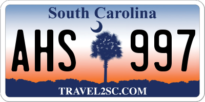 SC license plate AHS997
