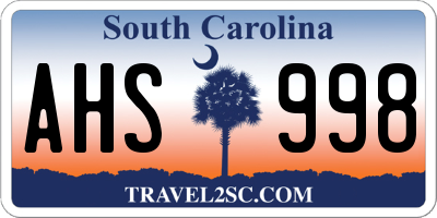 SC license plate AHS998