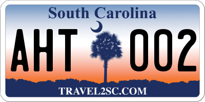 SC license plate AHT002