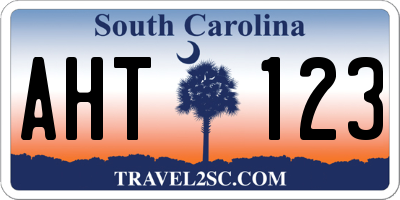 SC license plate AHT123