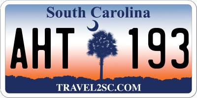 SC license plate AHT193