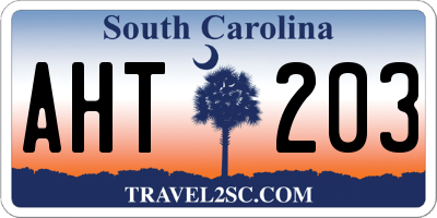 SC license plate AHT203