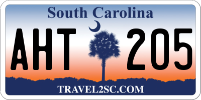SC license plate AHT205