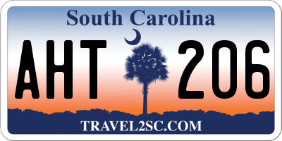 SC license plate AHT206