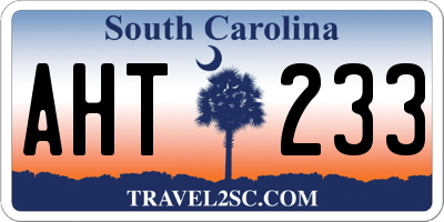 SC license plate AHT233