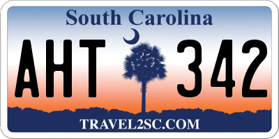 SC license plate AHT342