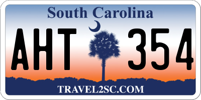 SC license plate AHT354