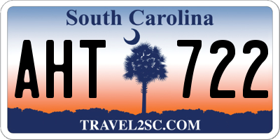 SC license plate AHT722