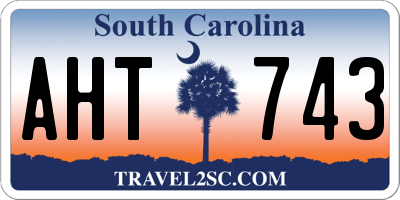 SC license plate AHT743