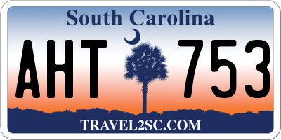 SC license plate AHT753