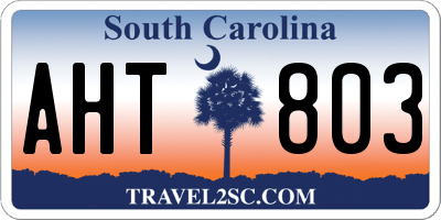 SC license plate AHT803