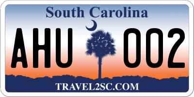 SC license plate AHU002