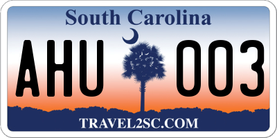 SC license plate AHU003