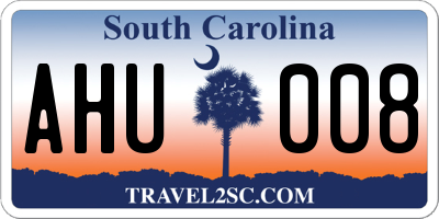 SC license plate AHU008