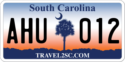 SC license plate AHU012