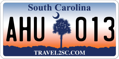SC license plate AHU013