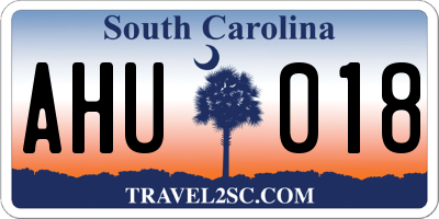 SC license plate AHU018
