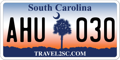 SC license plate AHU030