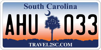SC license plate AHU033