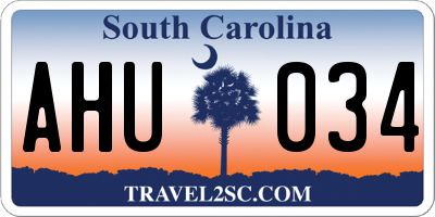 SC license plate AHU034