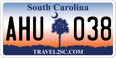 SC license plate AHU038