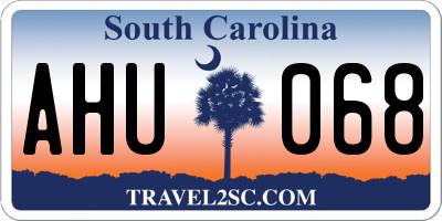 SC license plate AHU068